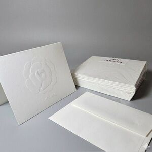 CHANEL White Embossed Camillia Card Set